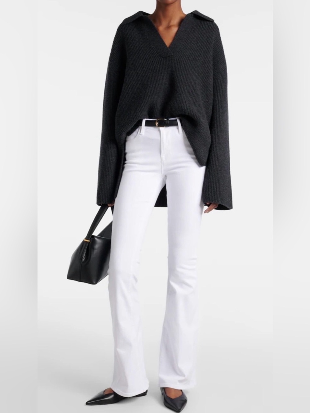 Frame Le High Flare White Denim High-Rise Flare Jeans